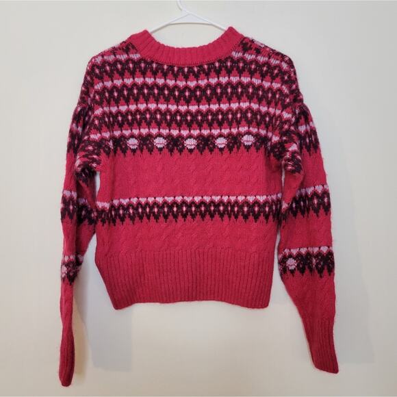 Scotch & Soda Cable knit Fair Isle sweater in Cosmic Pink - Picture 5 of 9